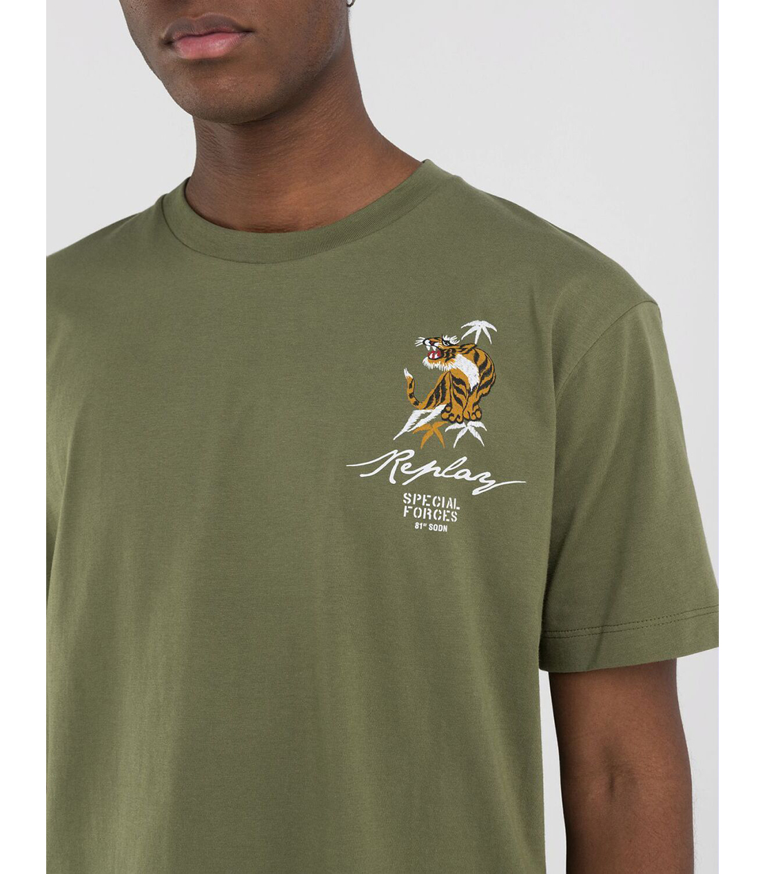 コットンジャージー タイガーグラフィックプリントTシャツ 詳細画像 アーミーグリーン 3